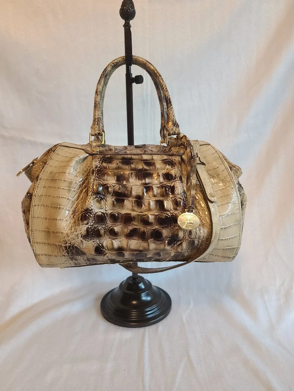 Brahmin Faye Croc-Embossed Leather Satchel Handbag